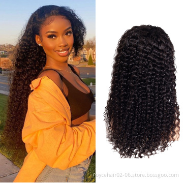 Cheap Invisible Swiss Lace 100% Peruvian Virgin Human Hair 30 Inch Curly Hair Braid Pre Plucked  6x13 HD Lace Front Wig